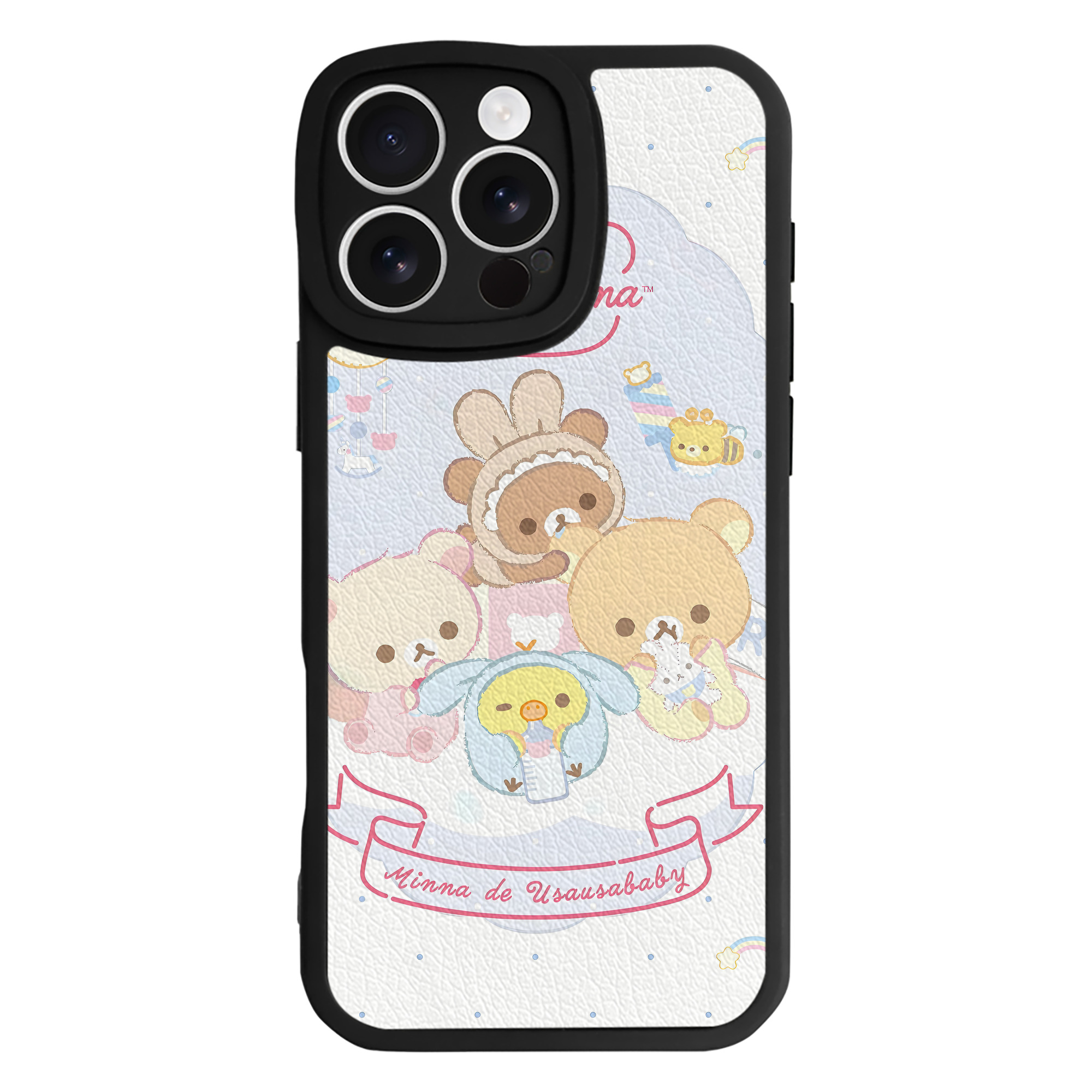 （画像用） リラックマ リラックマ キイロイトリ Rilakkuma Korilakkuma Kiiroitori 【iPhone 16シリーズ対応】シリコンスマホケース（レザー調） 材質：シリコン